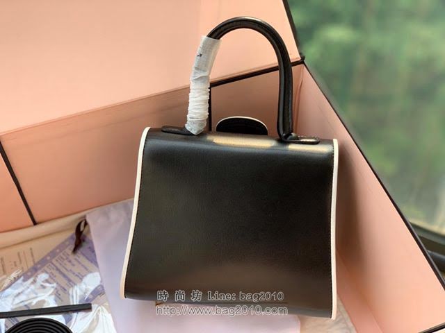 DELVAUX女包 經典款Brillant 原版Box牛皮手袋 德爾沃女手提包 DG0020 捆邊黑 Delvaux女單肩斜跨包  fcs1255